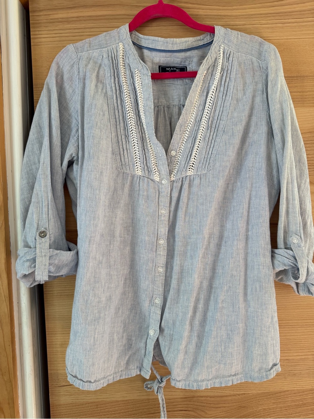 Madewell Light Blue Chambray Button-Front Peasant Blouse